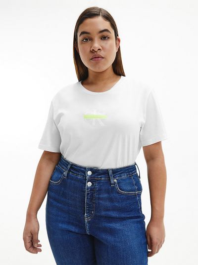 Calvin Klein Ruhák HU523381 | Calvin Klein Plus Size Organic Cotton Női Póló Világos Fehér